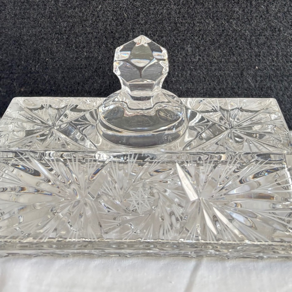 Crystal Rectangular Butter Dish 6" - Picture 1 of 4
